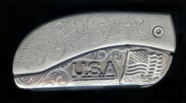 Sterling Silver American Flag and Initials Belt Knife