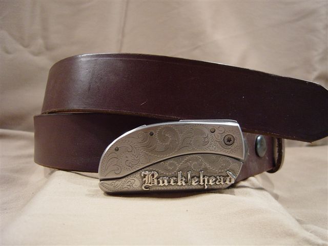 Brown Leather Belt | Hidden Belt Buckle Knife