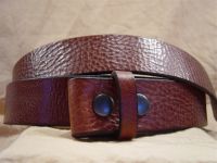 textured cognac leather belt