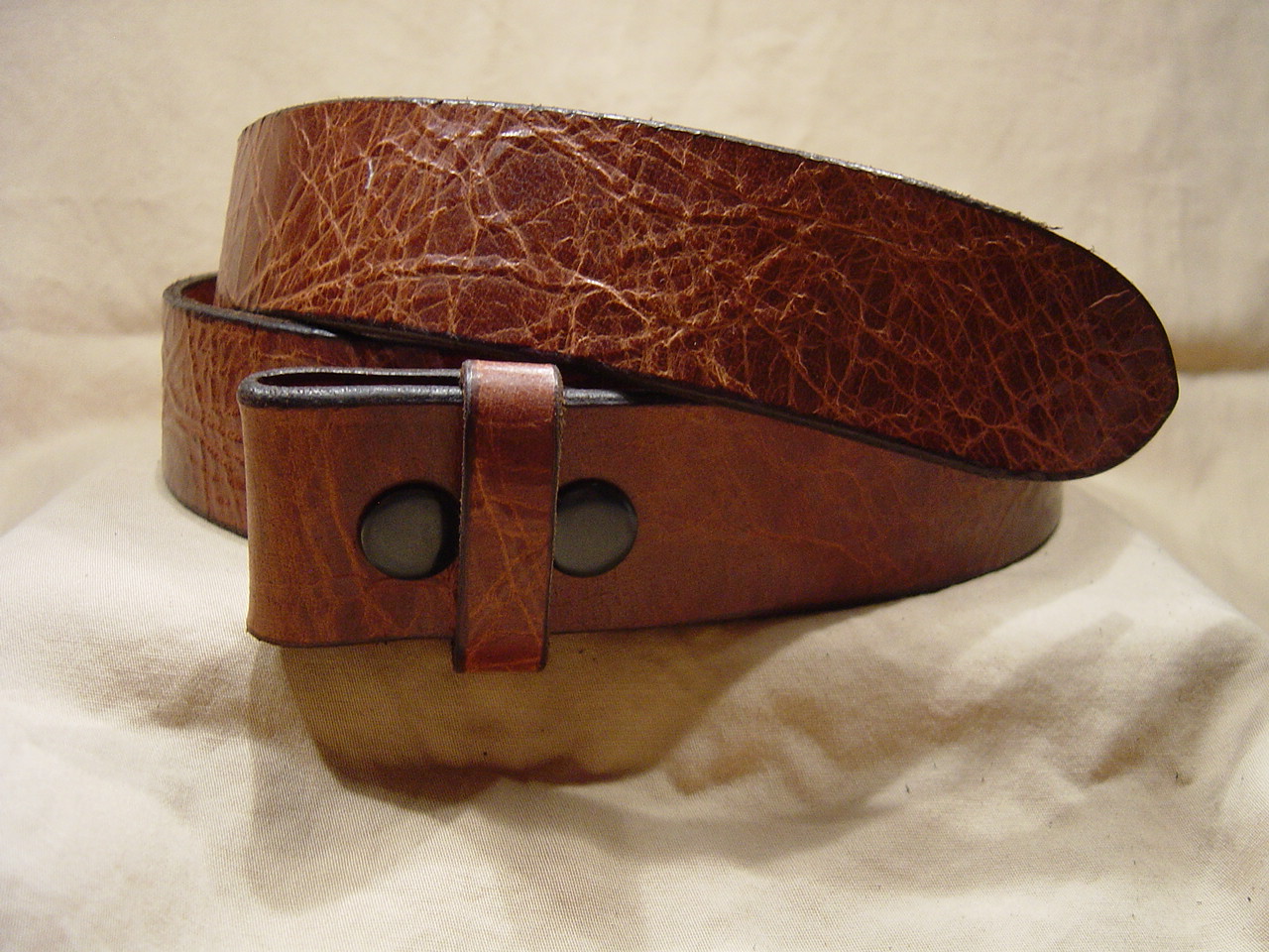 Antique Tan Leather Belt – Belt Buckle Knife – Hidden Belt Knife
